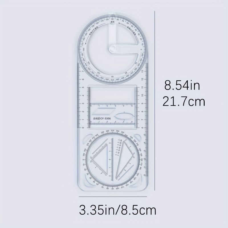 Multifunctional Ruler Function Geometric Graphic Ruler Rotatable Student Universal Ruler Drawing Tool Hand Copy Paper Template Drawing Ruler Triangle Ruler