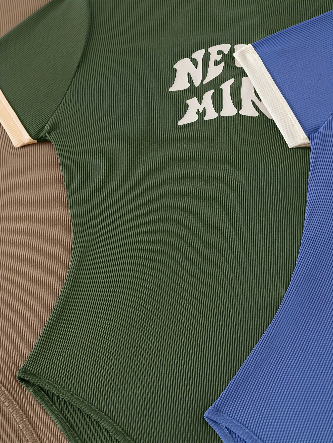 Letter Print Bodysuit 3 Pack, Casual Crew Neck Short Sleeve Bodysuit, Women's Clothing