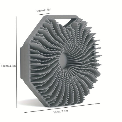 1pc Soft Silicone Body Brush Bath Body Brush, Massage Rubbing Device, Natural Bristle, Soft Scrubber, For Shower And Exfoliating