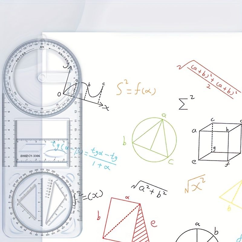 Multifunctional Ruler Function Geometric Graphic Ruler Rotatable Student Universal Ruler Drawing Tool Hand Copy Paper Template Drawing Ruler Triangle Ruler