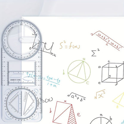 Multifunctional Ruler Function Geometric Graphic Ruler Rotatable Student Universal Ruler Drawing Tool Hand Copy Paper Template Drawing Ruler Triangle Ruler