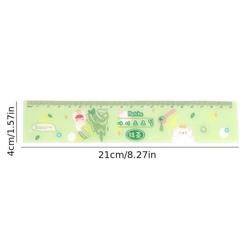 Cartoon Acrylic Ruler Student Office Drawing Measuring Ruler Color Cute 7.87inch Ruler Daily Office Supplies