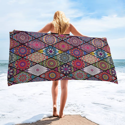 1pc Boho Sandproof Beach Towels, Vacation Beach Accessories, Fast Dry Beach Accessories, For Travel Swim Pool Yoga Camping, Bathroom Accessories