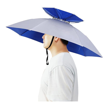 35 Inch Hands Free Foldable Anti UV Adjustable Umbrella Cap Suitable For Fishing Golf Camping Beach Gardening Sun Shade Outdoor