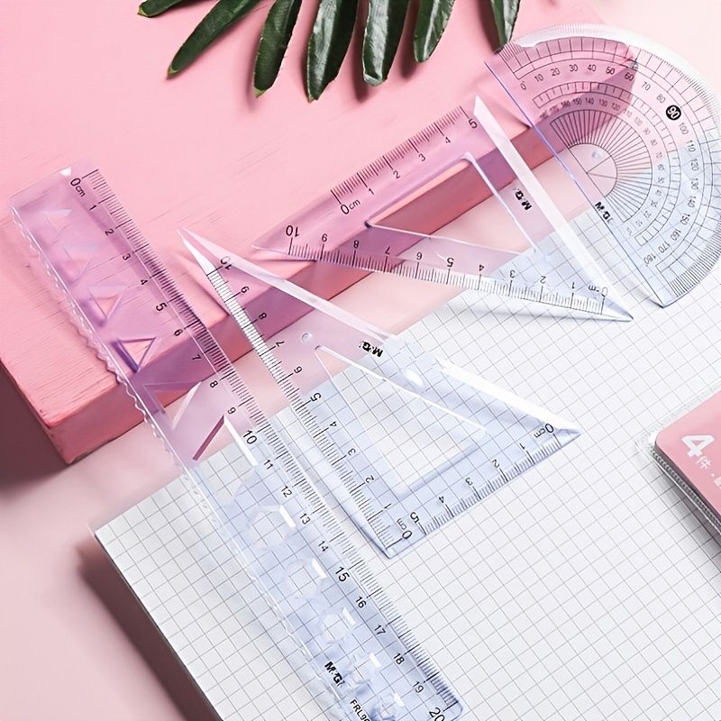 Simple And Multifunctional Drawing Learning Rulers Set Of 4pcs