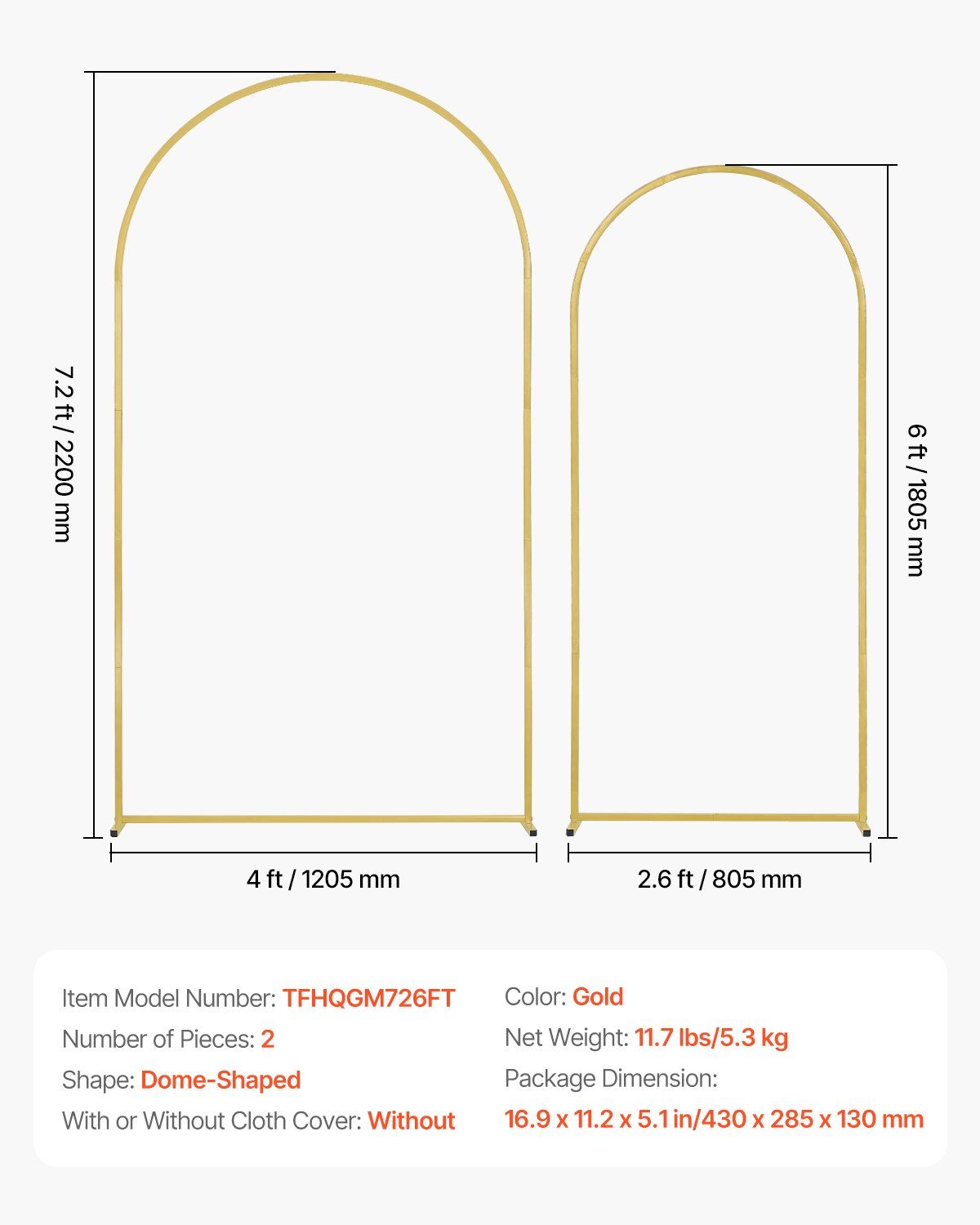 VEVOR Metal Arch Backdrop Stand Set of 2 Stand with Case Connection for Wedding