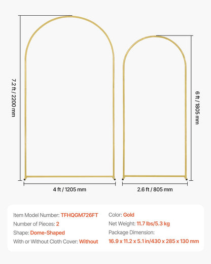 VEVOR Metal Arch Backdrop Stand Set of 2 Stand with Case Connection for Wedding