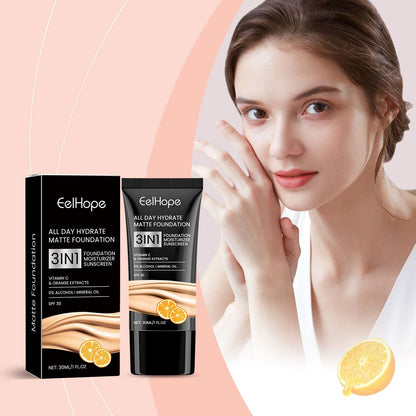 Eelhope Moisturizing Matte Foundation Natural Lightweight Brightening Facial Skin Care Moisturizing Foundation Without Removing Makeup