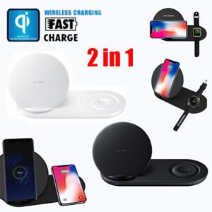 Wireless QI Phone+Watch Charger For iPhone Samsung Duo Dock Dual Fast Charging