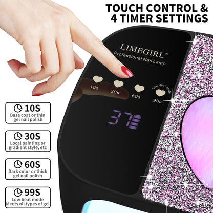 LimeGirl Cordless Nail Dryer for Gel Polish, UV LED Nail Lamp with Fast Curing UV Light & 4 Timer Settings, Portable Rechargeable Gel Lamp Nail Art Tool for Manicure Pedicure at Home & Salon