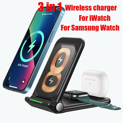 Wireless Chargers 3 in 1 Induction Charger Station for Samsung S22 Ultra Apple Watch Airpods 3 iPhone 14 Pro Max 13 12 11 Xiaomi