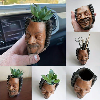 1pc Miniature Head Pen Holder, Portrait Flowerpot Garden Succulent Pot Table Top Pen Holder, Garden Bonsai Decor Yard Outdoor Decor Resin Craft