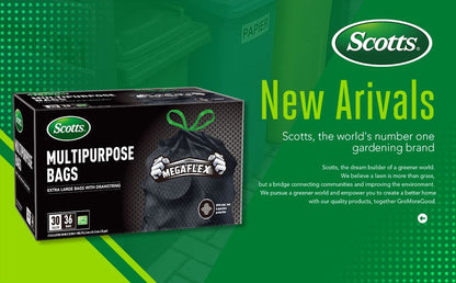 Scotts 36 Bags 30 Gallon Box Disposable Non-Rip Black Large Drawstring Garbage Bags, Suitable for Large Kitchen Garbage Cans, Super Strong 113.5L, Home, Commercial Multi-purpose Trash Bag - Durable,