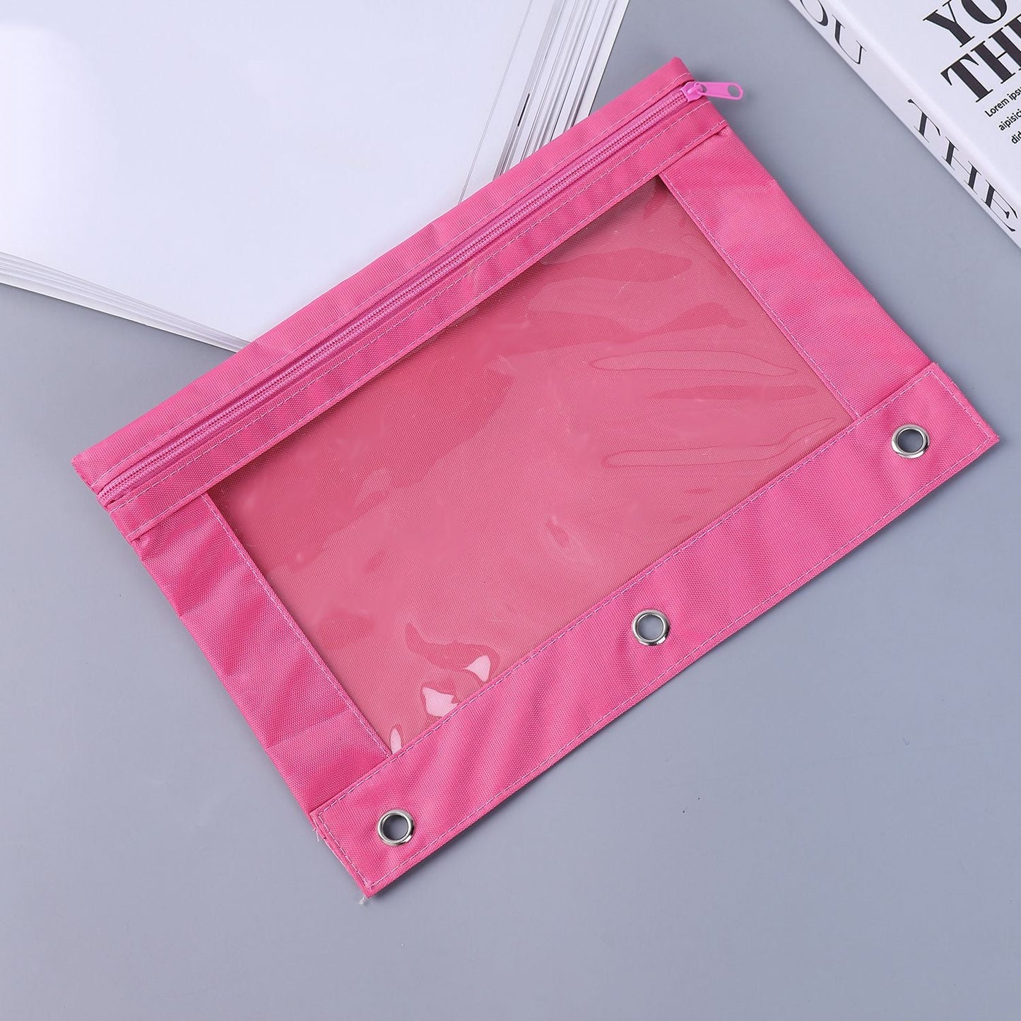 2pcs Organize Your School Supplies with this 3-Ring Pen Pencil Pouch - Available in Multiple Colors!
