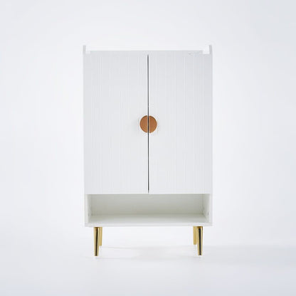 Yellar Nordic Entryway White Shoe Storage Cabinet with Doors & Open Shelves 5-Tier