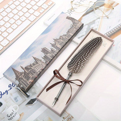 Peacock Feather Pen Dip Water Pen Feather Pen Adult Signature Pen Small Gift Box For Mom, Teacher And Classmates Holiday Gift