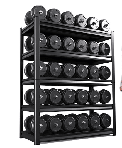 5-layer living room storage rack unit, 72" adjustable storage rack, 2000LBS metal storage rack for home use, suitable for kitchen, living room, storage room, basement and warehouse, black
