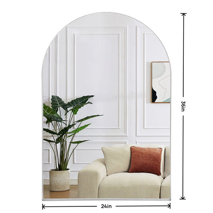 Arched Wall Mirror, 24"×36" Bathroom Mirror Deep Frame, Modern Dresser Mirror Wall Mounted Decor Metal Frame for Bedroom Living Room Entryway Fireplace Mantel Dining Room