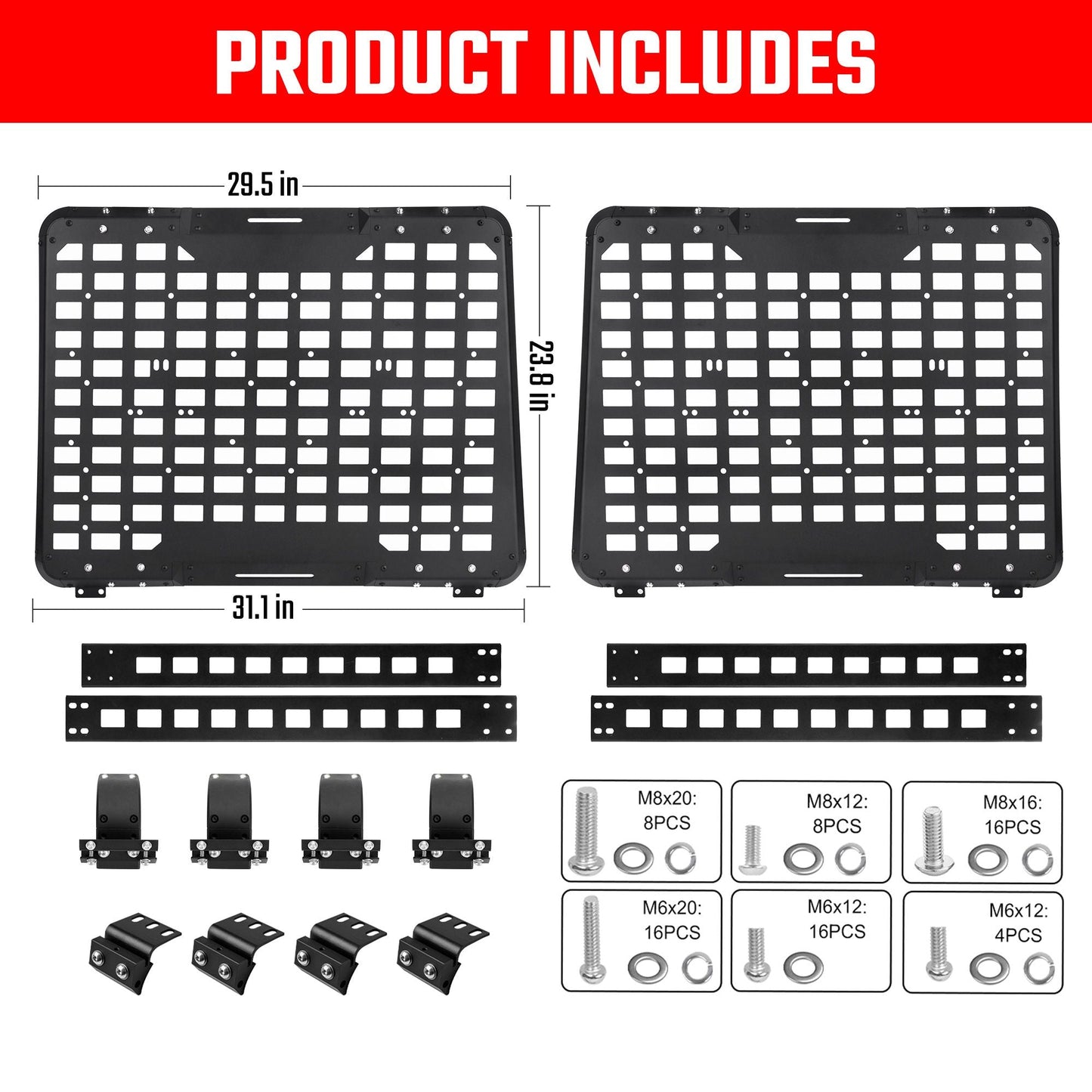 Rear Window Storage Panel,Window Cargo Shelf Compatible with Jeep Wrangler 2007-2018 JK 4 Doors Tactical Storage System Multifunctional Flank Kit 2PCS