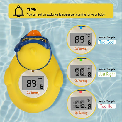 Digital Water Thermometer and Room Thermometer for Baby Bath Tub and Pool - Includes Duck Floating Toy with Temperature Warning - Perfect Gift for Newborns and Toddlers