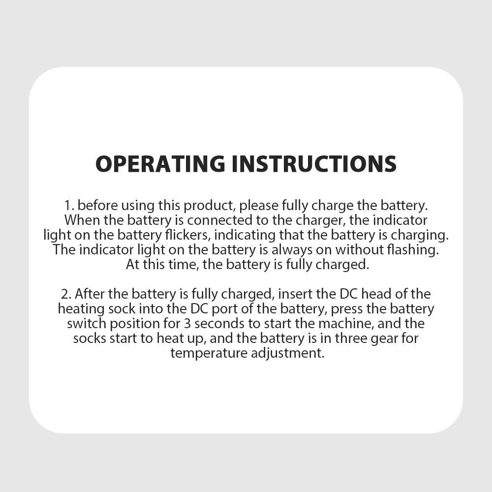 Winter Warm Adjustable Men Women Electric Battery Foot Warmer Socks SP