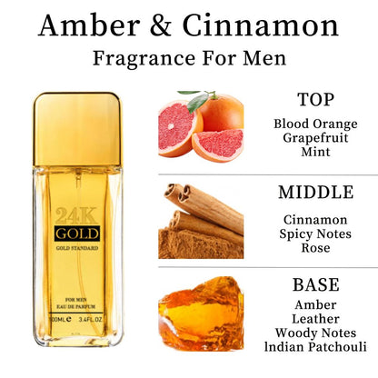 3.4f.0zMen's Eau De Toilette Spray, with Amber & Cinnamon Long-Lasting Perfume, Perfect forDating, Daily Life, Parties, Gift Giving, Notes OfBlood Orange, Grapefruit, Mint