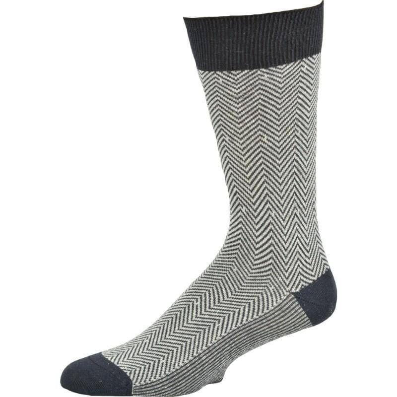 Men's Socks Dark Herringbone Design Crew 3 Pair Packs
