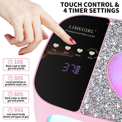 LimeGirl Cordless Nail Dryer for Gel Polish, UV LED Nail Lamp with Fast Curing UV Light & 4 Timer Settings, Portable Rechargeable Gel Lamp Nail Art Tool for Manicure Pedicure at Home & Salon