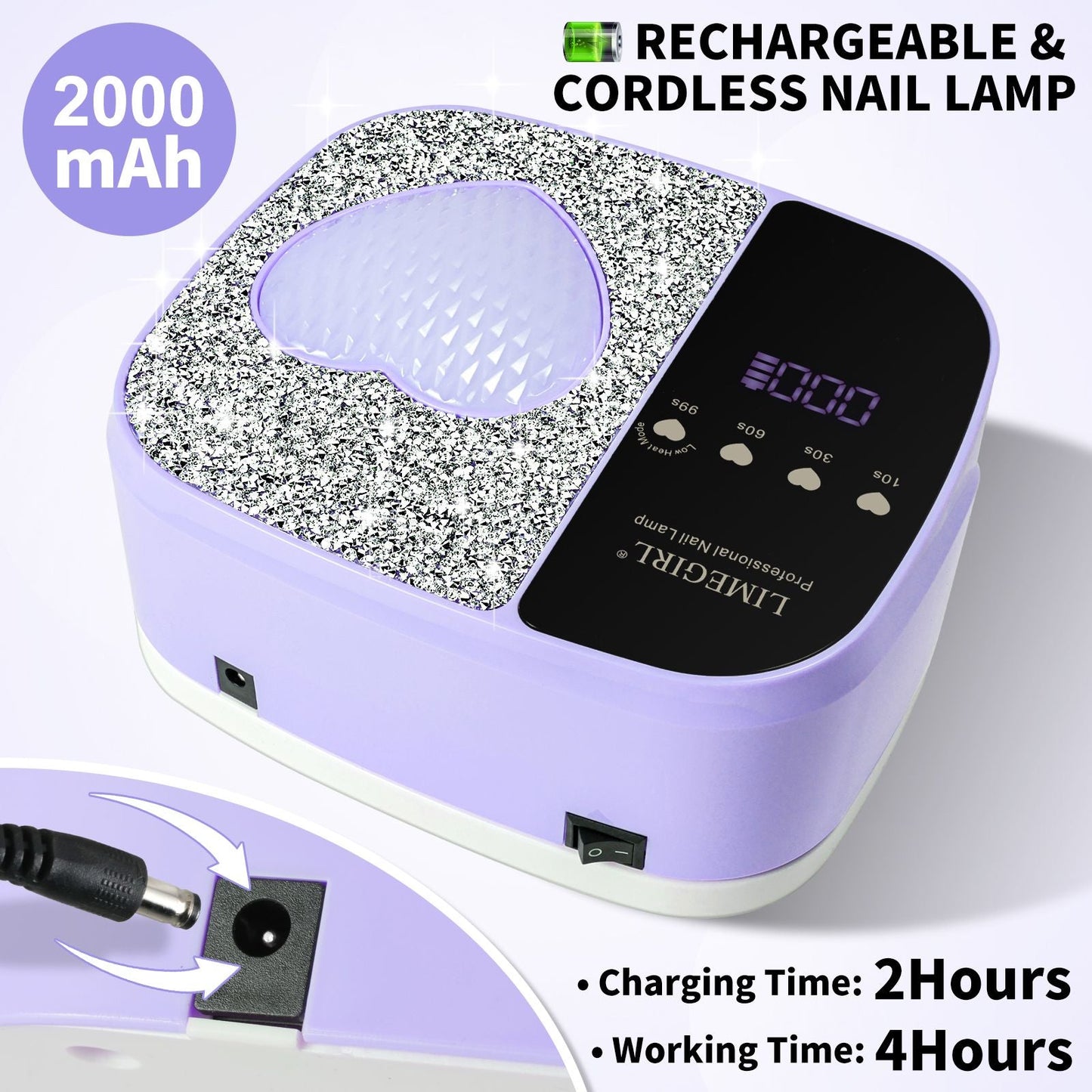LimeGirl Cordless Nail Dryer for Gel Polish, UV LED Nail Lamp with Fast Curing UV Light & 4 Timer Settings, Portable Rechargeable Gel Lamp Nail Art Tool for Manicure Pedicure at Home & Salon