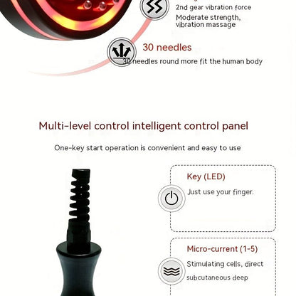 Meridian Brush, LED Red Light Heating Scraping Device Body Brush, Vibration Body Massager Scrub Brush - Black