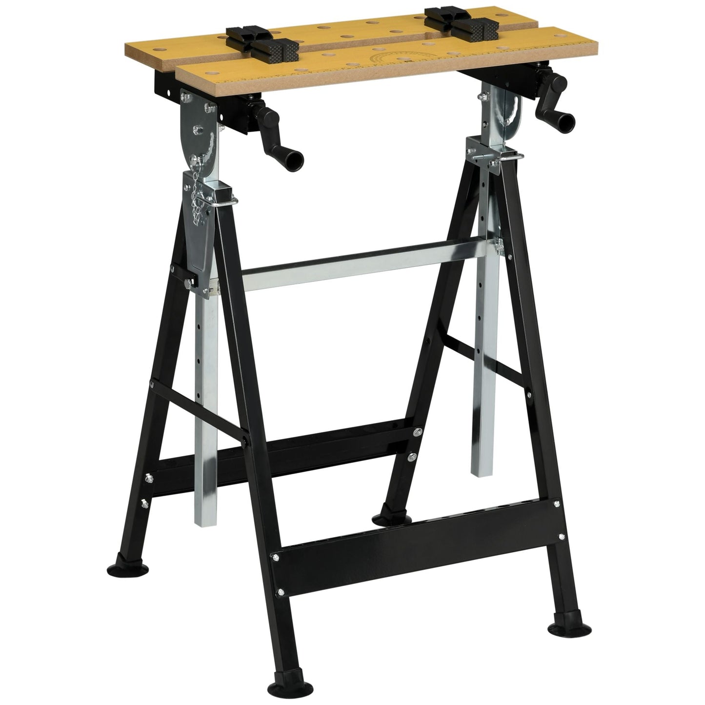 HOMCOM Work Bench Tool Stand with Adjustable Height and Angle, Carpenter Saw Table with 4 Clamps, Steel Frame, 220lbs Capacity