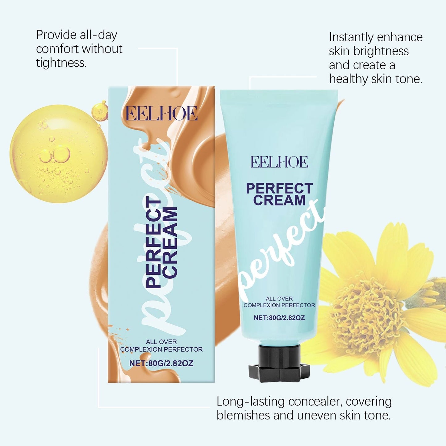 EELHOE Long Lasting Concealer Covers Blemishes Dark Brightening All Over Skin With Waterproof And Sweat Resistant Makeup Concealer