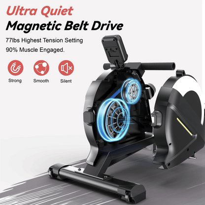 Rowing Machines for Home, Magnetic Rowing Machine with 77lbs High Resistance Rowing Machine,16 Levels of Quiet Resistance,Rower Machine for Home Row Machine,App Compatible,LCD Monitor