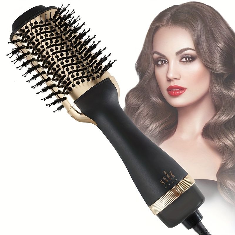 1000W Hot Air Brush and One-Step Hair Dryer with Volumizer - Soft Touch Pink Styler for Smooth and Shiny Hair - Perfect Gift for Hair Curler and Straightener