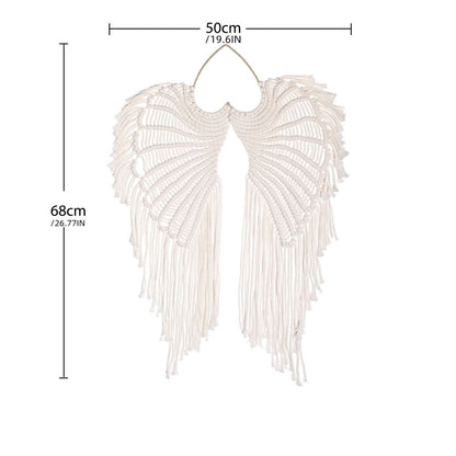 1pc Bohemian Angel Wings Tapestry Pendant with Long Tassels - Hand Woven Dream Catcher Wall Hanging for Weddings, Offices, and Bedrooms