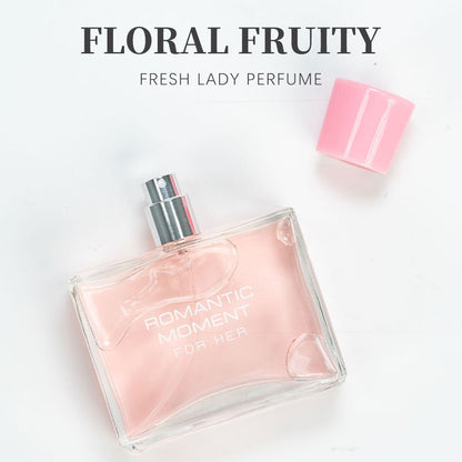 3.4fl Oz Women's Eau De Parfum - ROMANTIC MOMENT - Floral & Woody - With Rose, Chamomile, and Lemon - Medium Intensity Perfume