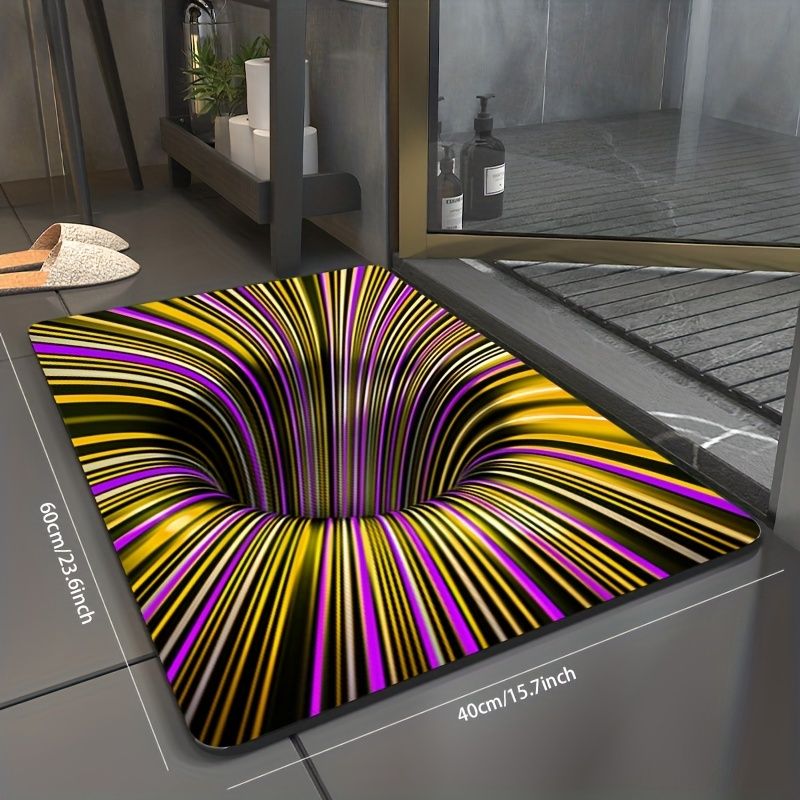 1pc, Illusion Floor Mat, Colourful 3D Swirl Illusion Rug, Abstract Geometric Non-Slip Area Rug For Living Room Mat, Bedroom Kitchen