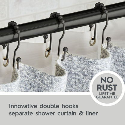 Better Homes & Gardens Rustproof Stainless Steel Double Easy Glide Shower Hooks, Matte Black, 12