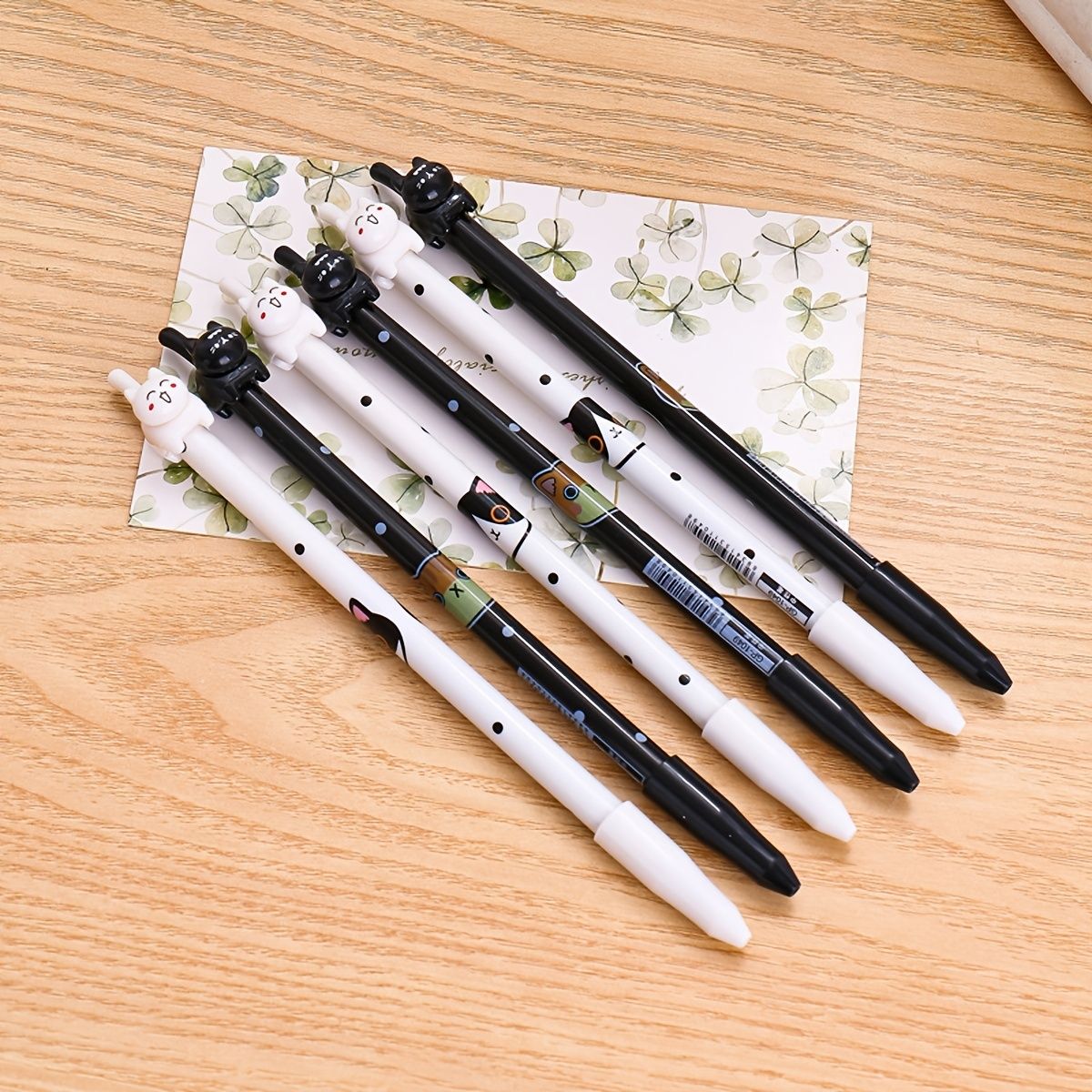4pcs Creative Tail Cat Cute Cartoon Gel Pen 0.38mm Black Refill
