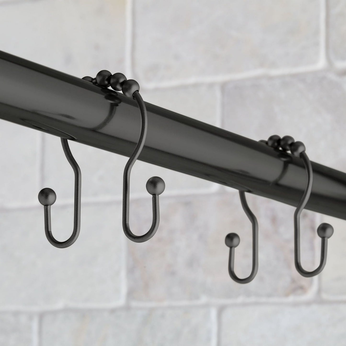 Better Homes & Gardens Rustproof Stainless Steel Double Easy Glide Shower Hooks, Matte Black, 12