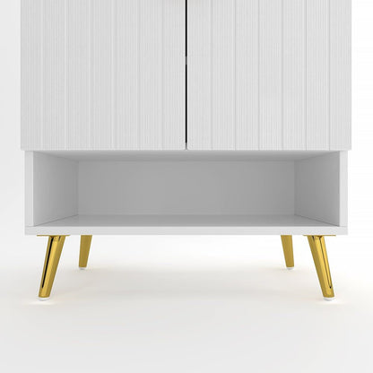 Yellar Nordic Entryway White Shoe Storage Cabinet with Doors & Open Shelves 5-Tier