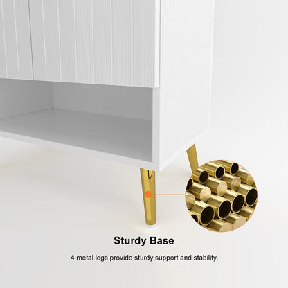 Yellar Nordic Entryway White Shoe Storage Cabinet with Doors & Open Shelves 5-Tier