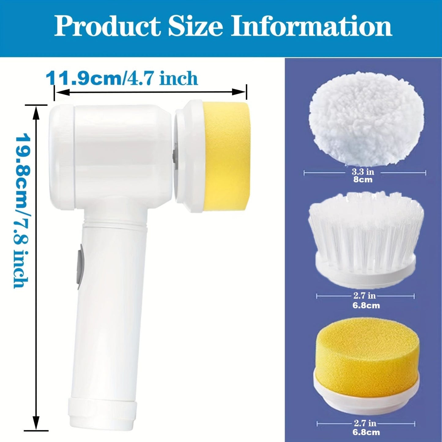 ZaneForest Electric Spin Scrubber, Electric Cleaning Brush With 3 Brush Heads, Bathroom Rechargeable Scrub Brush,Shower Scrubber For Cleaning Wall/Bathtub/Toilet/Window/Kitchen/Sink/Dish/Grout