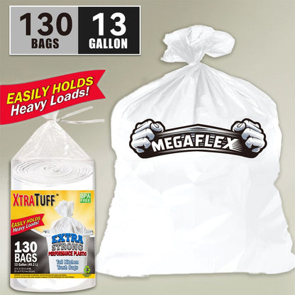 130 Bags 13 Gallon Expandable Heavy-Duty Plastic Multipurpose Disposable Garbage Bags-Super Strong, Leak-Resistant, And Odor-Proof For Bedroom, Kitchen, Living Room, Outdoor, And Toilet