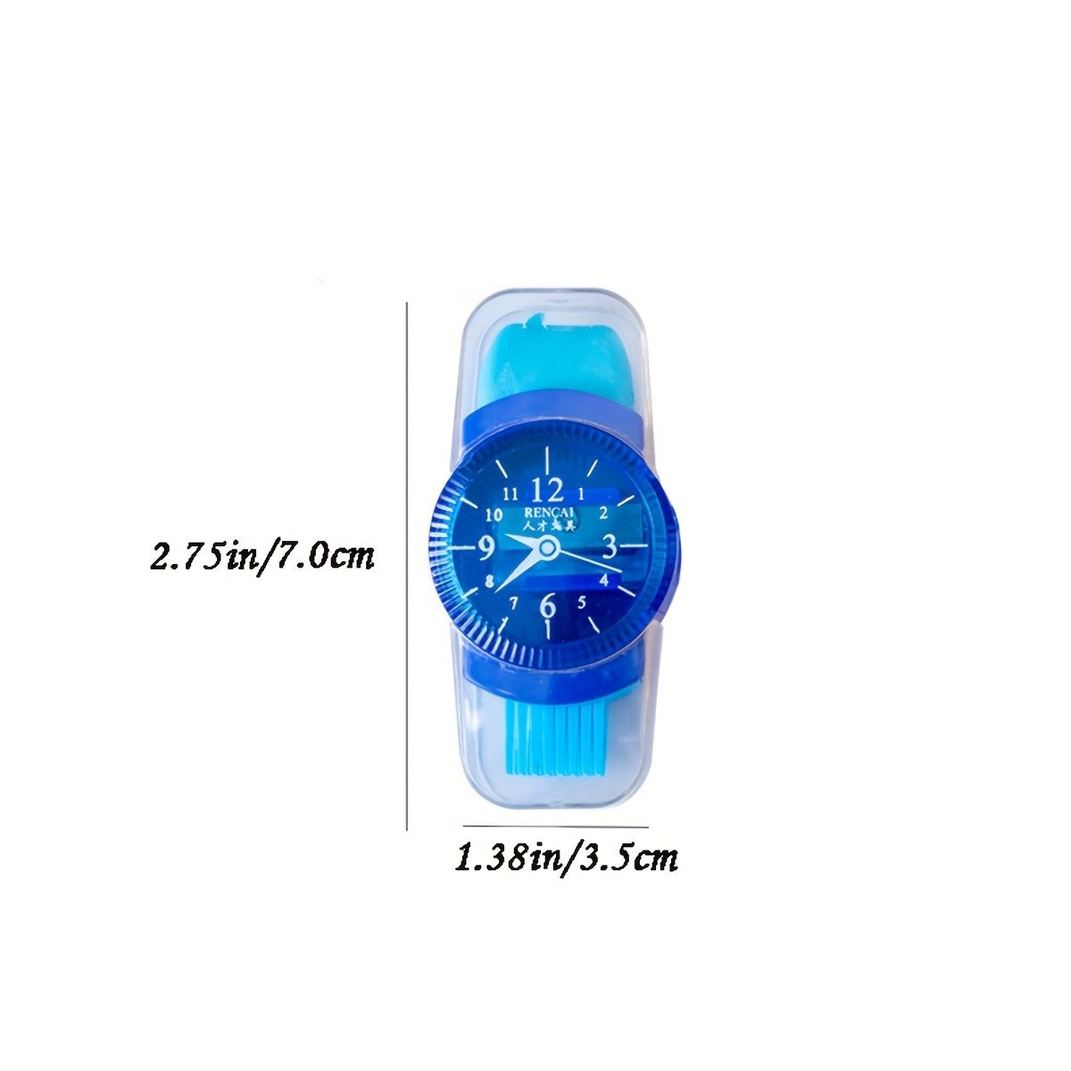4pcs Creative Watch Shape Pencil Sharpener With Eraser Cleaning Brush 3 In 1 Multifunctional Student Stationery