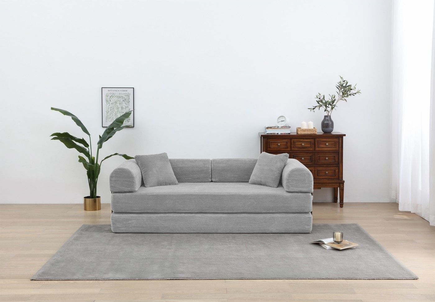 Foldable Sofa Bed, 77.9'' Folding Floor Couch, Compressed Convertable Sleeper Sofa, Memory Foam Couch with Pillow Back Support Armrest, 4-in-1 Futon Sofa Bed for Living Room, Army green