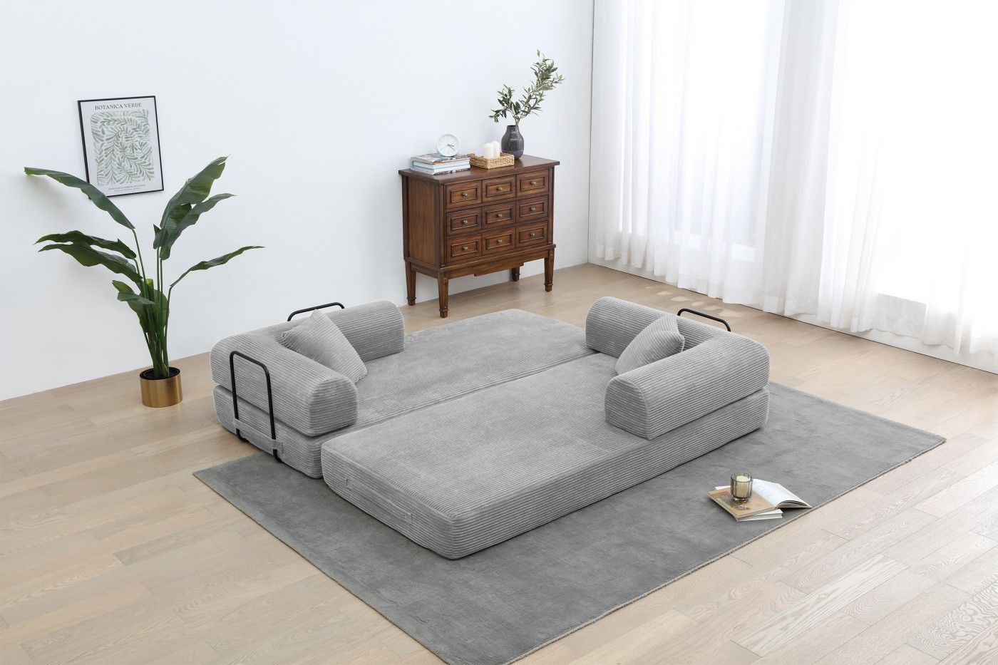 Foldable Sofa Bed, 77.9'' Folding Floor Couch, Compressed Convertable Sleeper Sofa, Memory Foam Couch with Pillow Back Support Armrest, 4-in-1 Futon Sofa Bed for Living Room, Army green