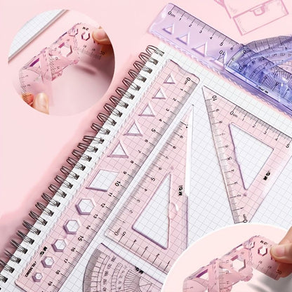 Simple And Multifunctional Drawing Learning Rulers Set Of 4pcs