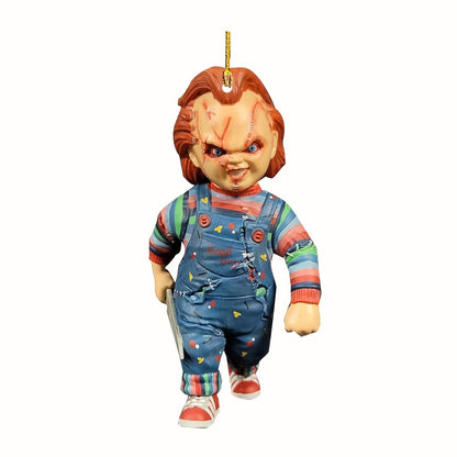 1pc Halloween Decor Horror Movie Character Sculpture Car Hanging Pendant Horror Decoration Funny Pendant Car Dwarf Pendant