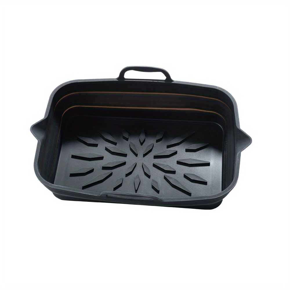 Rectangular Air Fryer Liners; Foldable Silicone Tray; Air Fryer Accessories; Reusable Grill Plate; Heat Resistant Microwave Silicone Plate; Home Kitchen Items